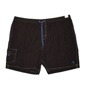 CARIBBEAN SWIMWEAR $50 Black w/ Blue Trim Swim Trunks Mesh Liner Men's 4XB